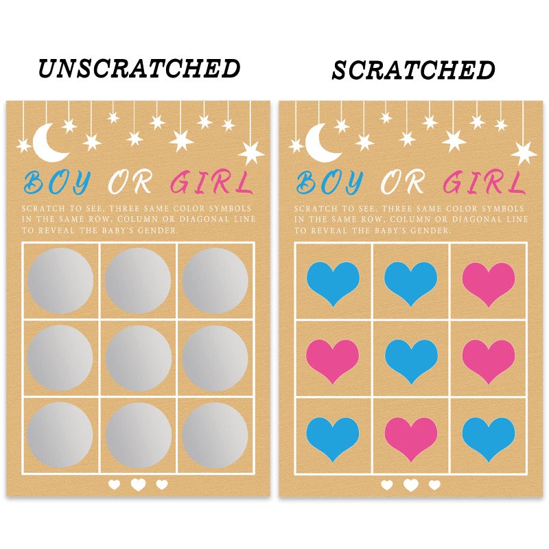 Senfaro Its a Boy Tic Tac Toe Board Gender Reveal Scratch Off Scratcher Lottery Tickets Cards Double Sided Gender Announcement Cards Family Friends Baby Shower Game 25 Pack - Image 2